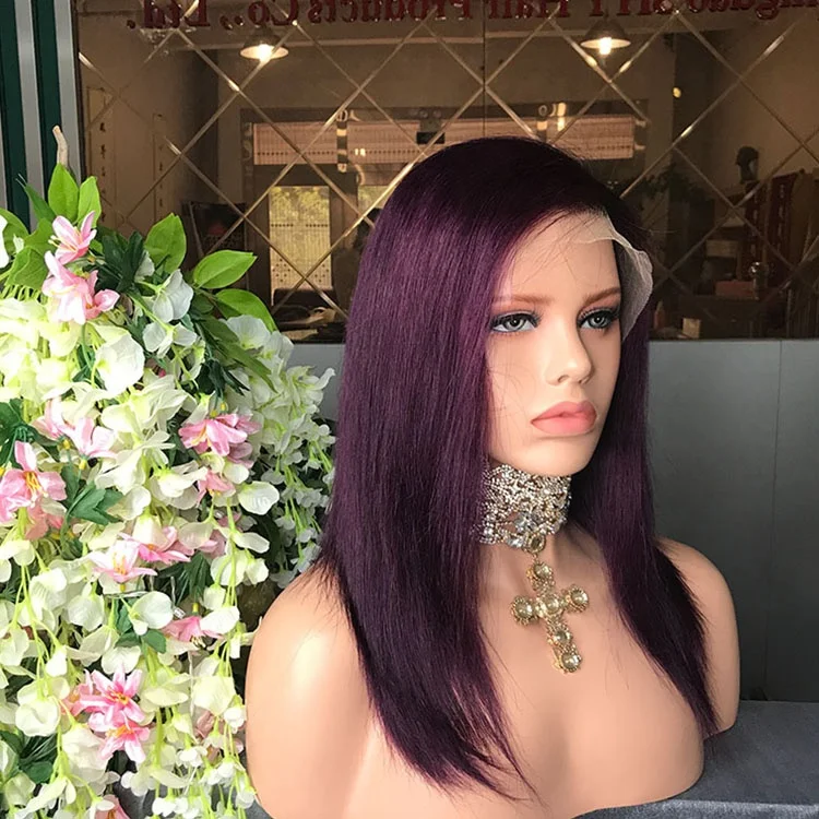 Парики на сетке спереди Shy design парики hd бразильские натуральные волосы фиолетовые без клея прямые человеческие с детскими волосами