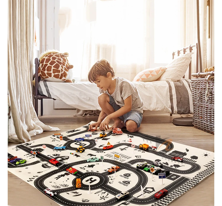 130*100 см портативный автомобиль городская сцена дорожное шоссе карта игровой коврик Обучающие игрушки для детей игровой дорожный ковер автомобильные аксессуары