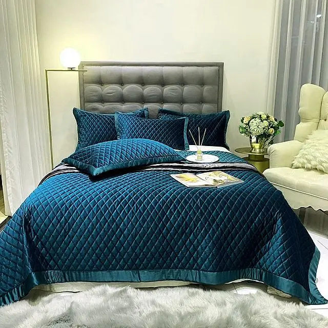 Вельветовое одеяло размера «King-Size» из 100% хлопка элегантное свадебное для королевы отеля одноразмерное полиэстера