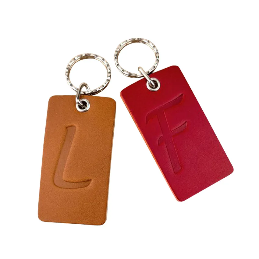 personalized PU leather debossed company logo leather key tags