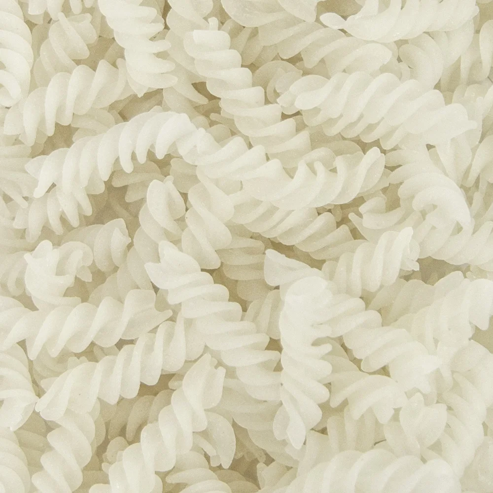 Italian Gluten Free and Low Salt Spiral Shape White Color Rice Macaroni Rice Pasta Bland Rice Bag Packaging Refined 0.2 Kg Dried