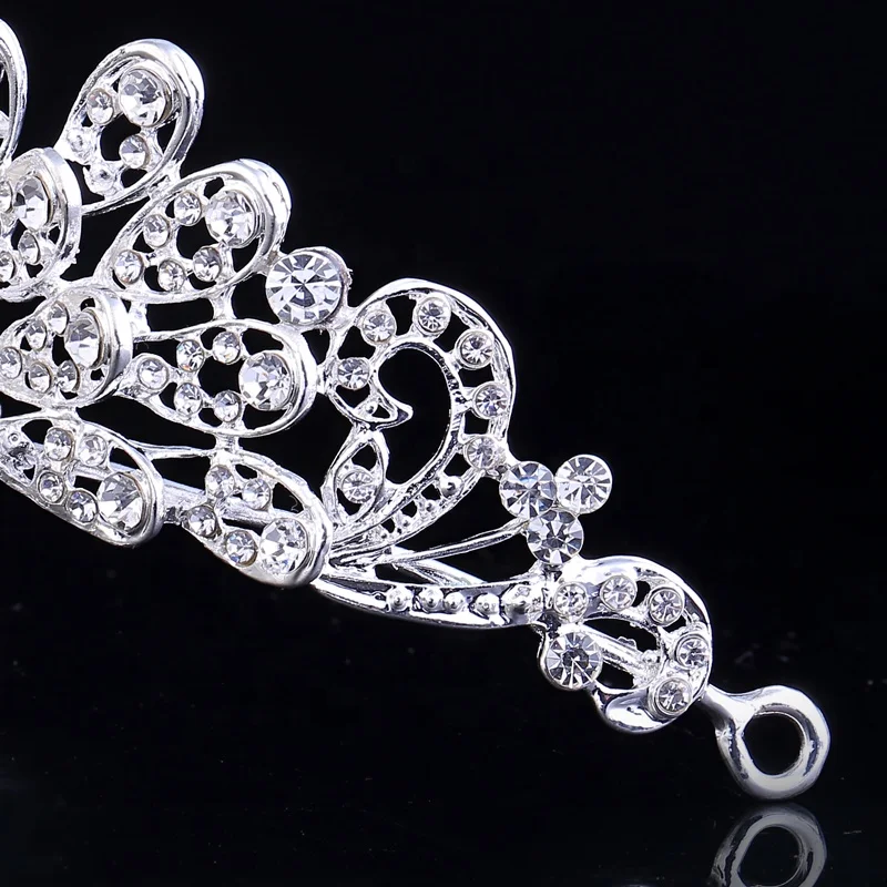 Couple Peacock Crown And Tiara Headpieces With Rhinestone For Bridal Wedding Accessories