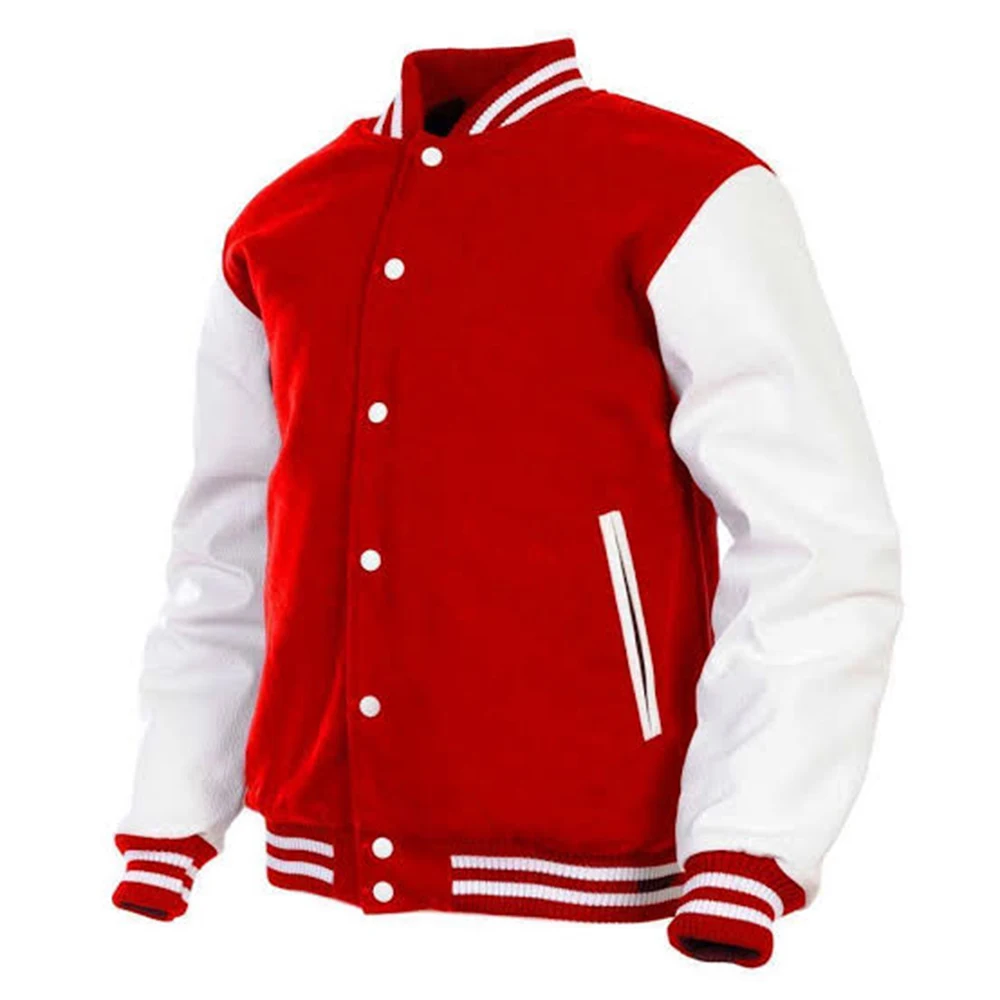 Black Wool With White Rib Sleeves Button Front Pockets Varsity Women Jackets