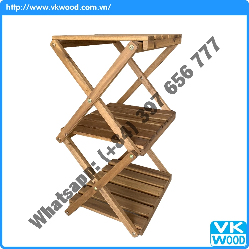 FOLDABLE ACACIA SHOE RACK - 2TIERS, 3 TIERS, 4 TIERS OR CUSTOMIZED SIZE - FSC VIETNAM