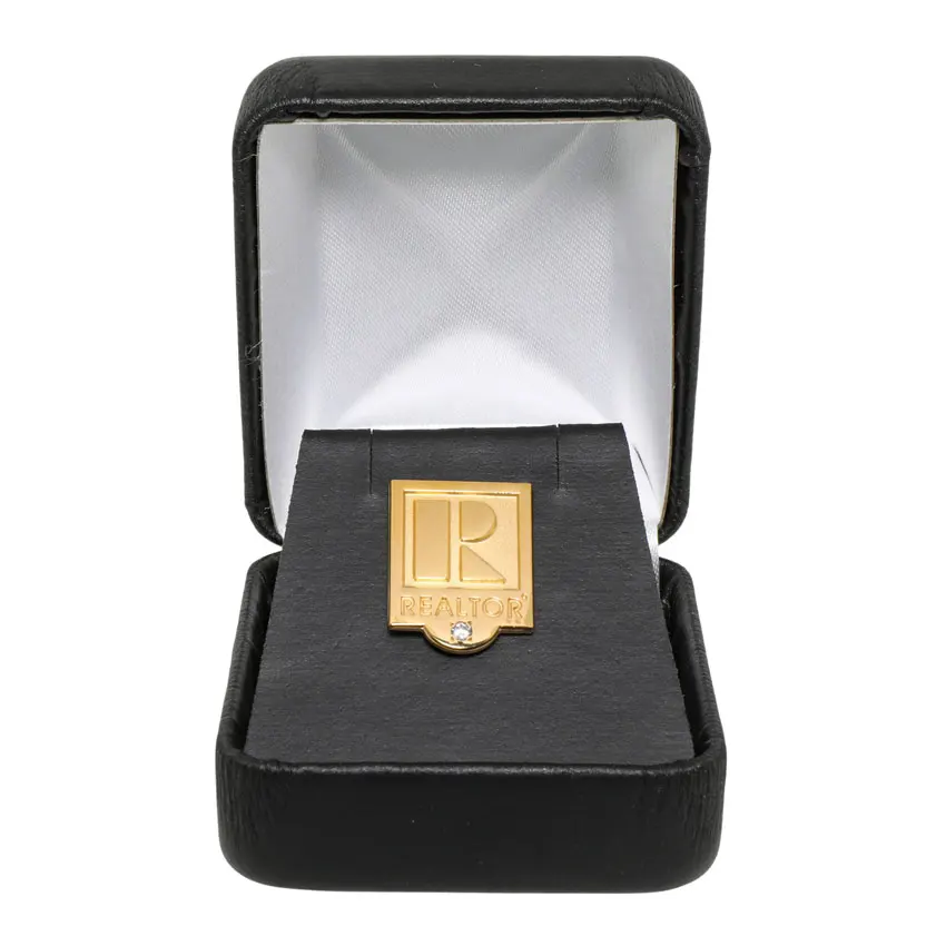 custom company anniversary service employee award velvet metal lapel pin gift box