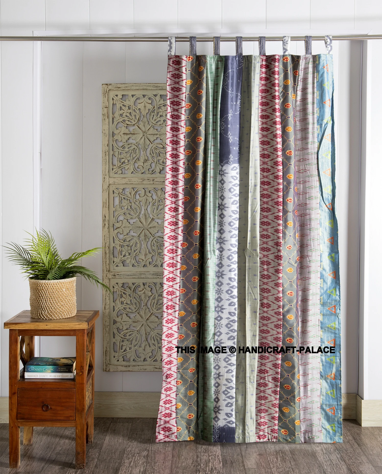  2 шт. винтажные шелковые сари оконные шторы индийские Лоскутные серые занавески