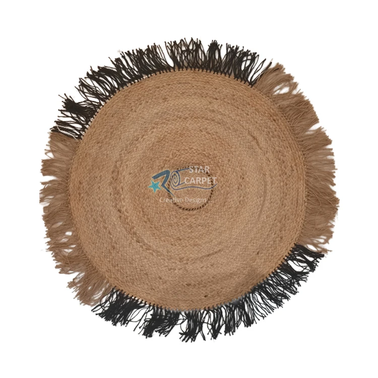 Декоративные джутовые Коврики ручной работы круглой формы для столовой современные плетеные взрослых нескользящий коврик со звездами и плоским ворсом