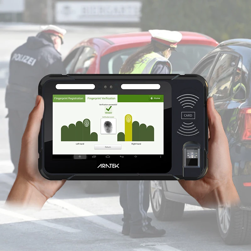 Aratek NFC Card Reader Biometric Tablet 7 inch Mobile Handheld Facial Fingerprint Android 8.1 Tablet Rugged