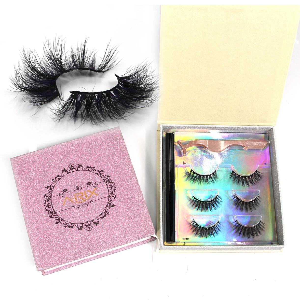 
4 Pair Eyelash Box Custom Eyelash Book Mirror Eyelash Case 
