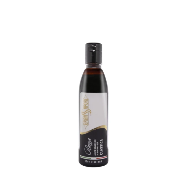 Condiments bottles from Modena PGI Glaze classic mustard&hazelnut pear mango&onio taste 250ml plastic bottle Balsamic