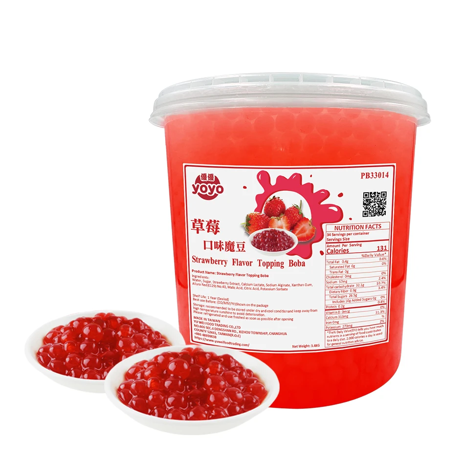 Bubble Tea Popping Boba Taiwan Strawberry Flavor