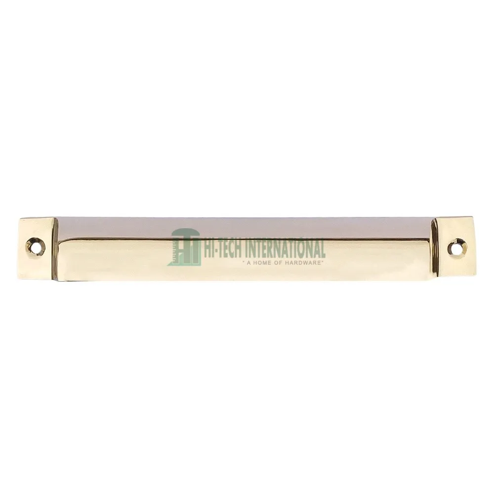 Polished Brass Long Cup Handles Handmade Unlacquered Drawer Kitchen Pulls Solid Metal Cupboard Cabinet Knobs Handles