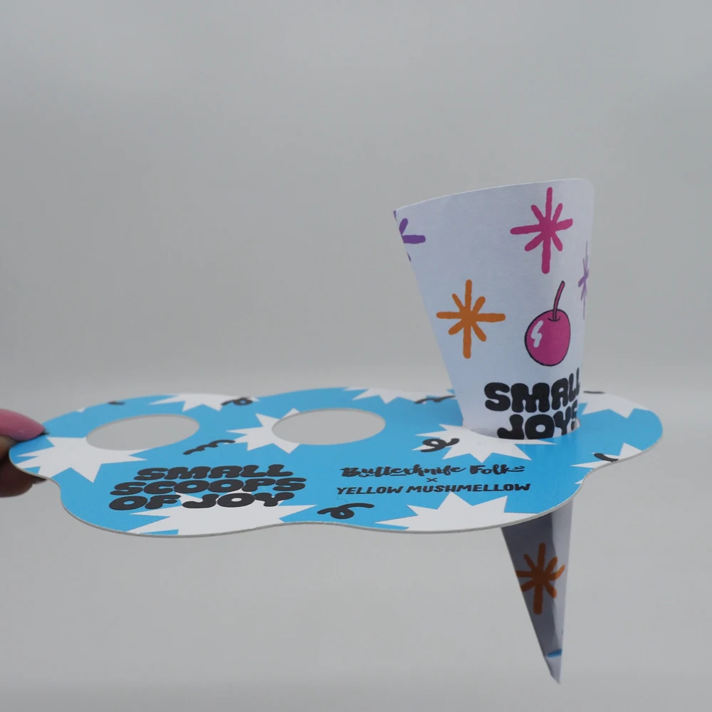 Сингапур смешанный цвет мини держатель мороженое в 200GSM искусства карты цифровая печать 120 мм x 70 мм изготовленный на заказ вырубной дизайн