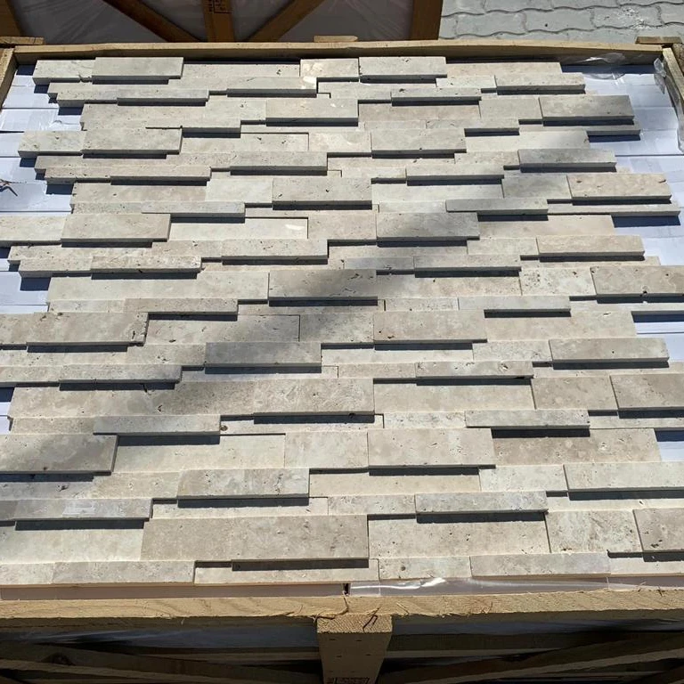 Light Travertine 3D Panel Marble Stone Marble Hot Sale Pool Coping Luxury Turkish Manufacturer Craft Stone Slab
