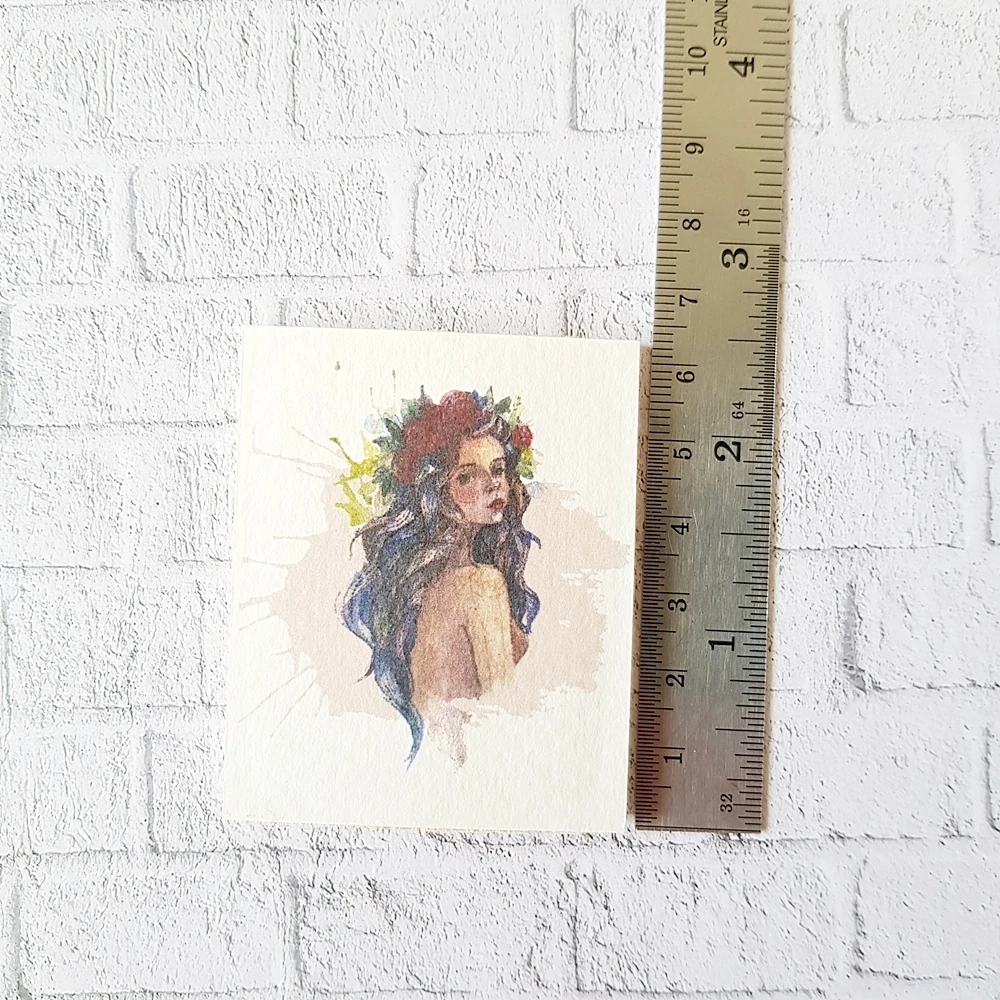 Dollhouse Miniatures Wall Decoration Water Color Woman Picture on Wood