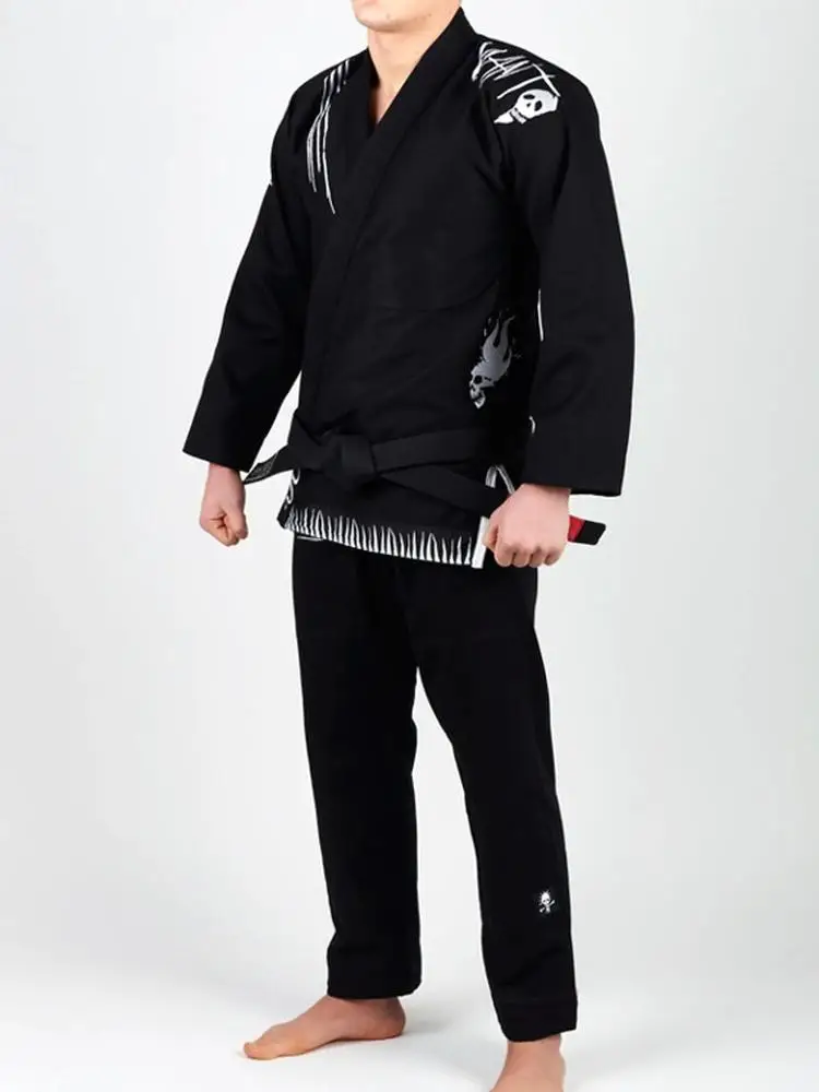 Latest Design High quality Black color custom fabric bjj gi brazilian jiu jitsu gi with custom embroidered logos on it custom gi