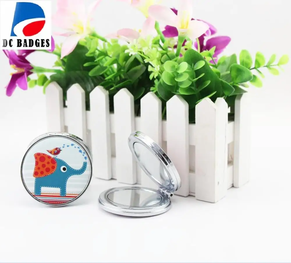 Electroplate 75mm double-faced Mirror / Compact Mirror Button Folding Mirror Badge Material