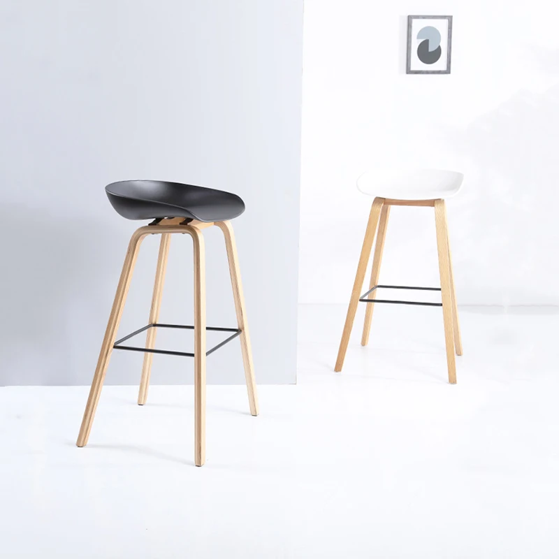 Nordic simple style design High leg bar chair With wooden legs bar chair