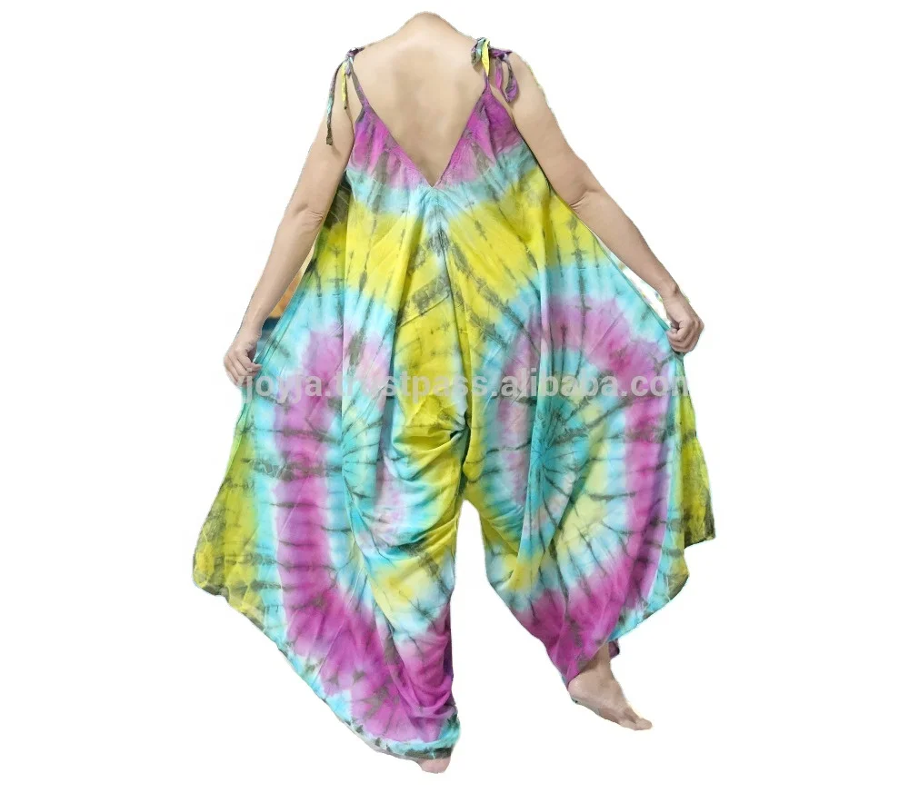 Hippy mix colorsTie dye Alladin Hippie Boho Harem Romper Jumpsuit Wide Leg Yoga Jumpsuit Pants