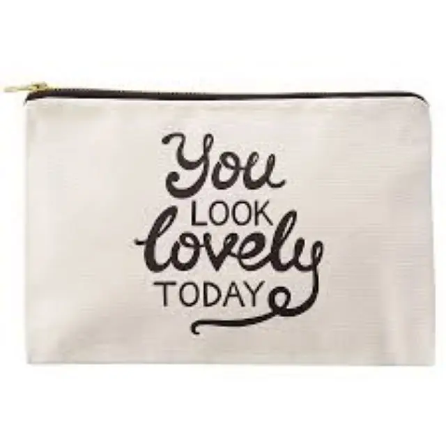 Wholesale eco-friendly 100% cotton canvas fabric makeup zipper pouch bag cosmetics makeup travel bag pouches cosmetic bag