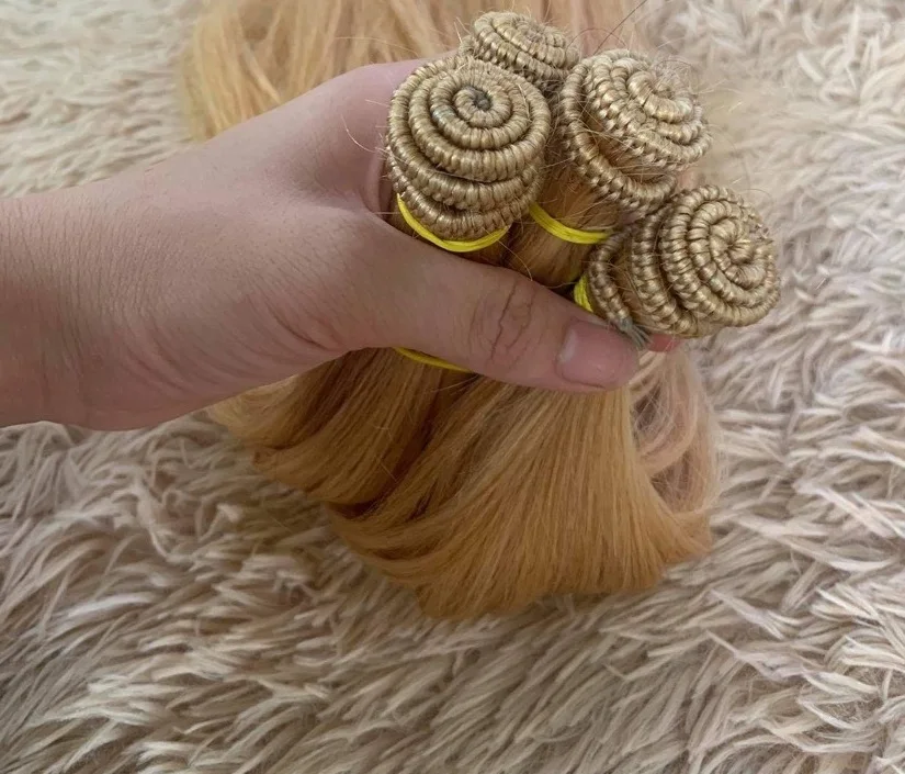 Высокое Качество ручная работа Weft волосы для наращивания пианино стиль 100% extencines de cabello человека humano естественный цвет 613