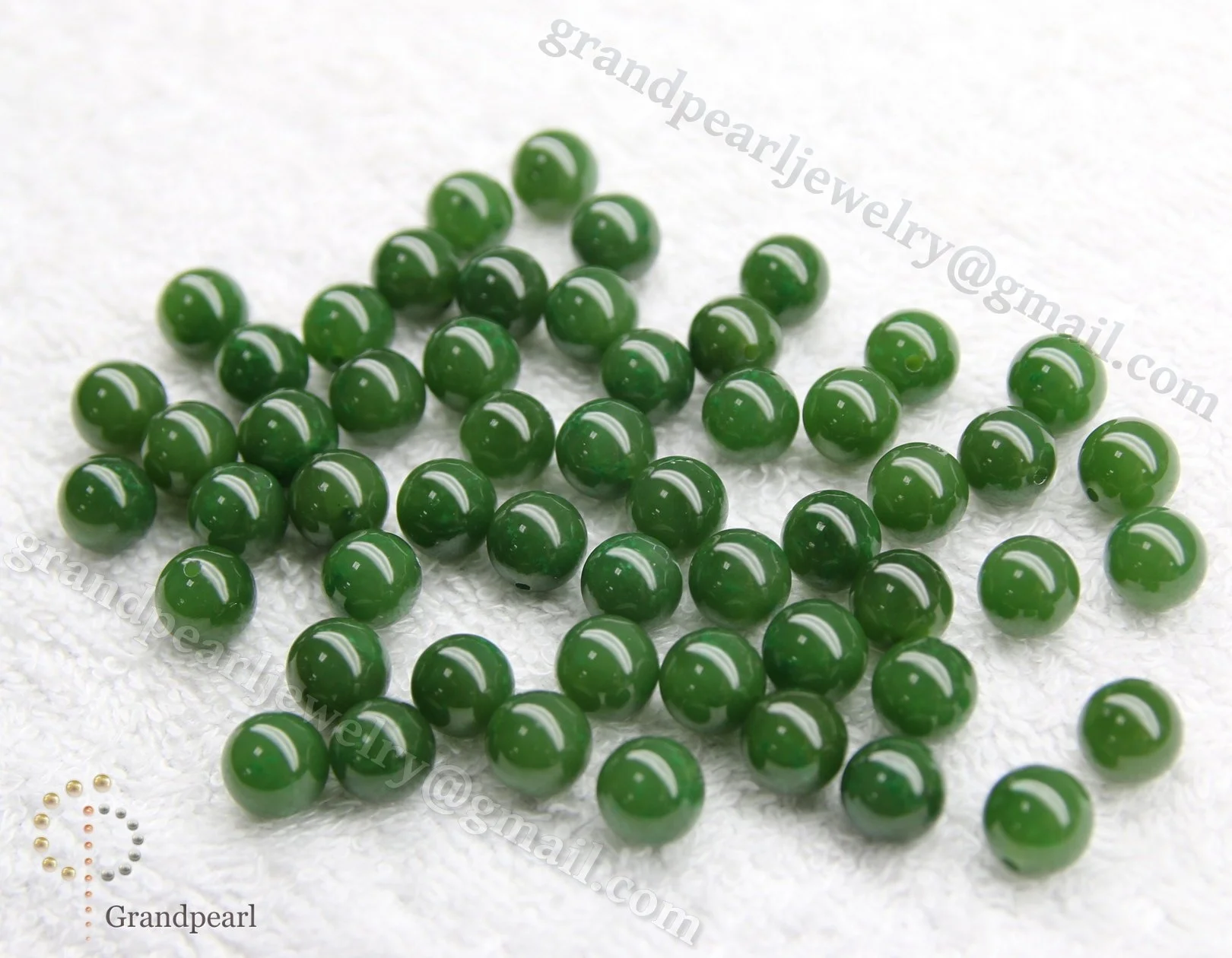 8mm half-drilled_loose beads - Genuine Canadian Nephrite Jade