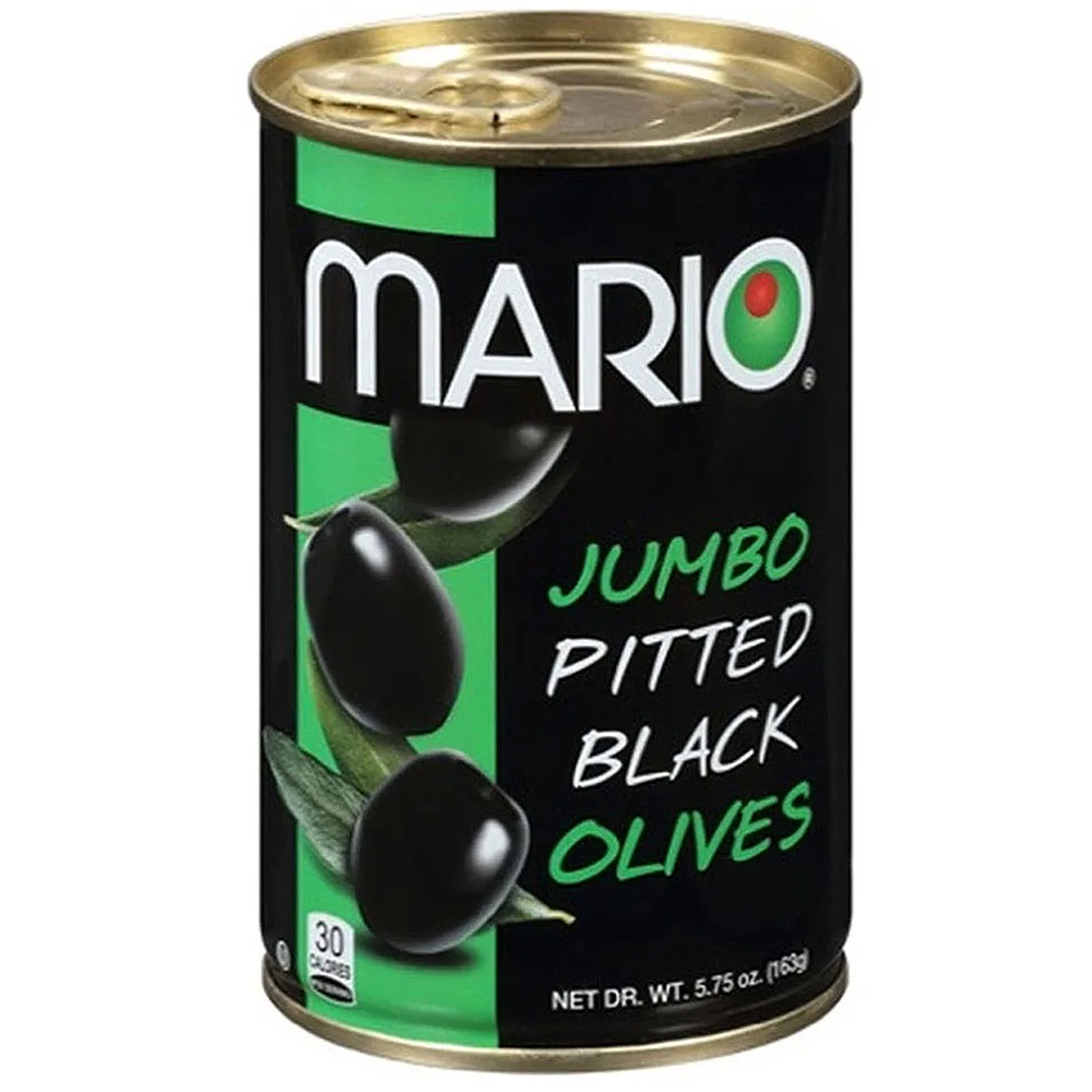 Mario Camacho 5.75oz Ripe Pitted Jumbo Black Olives Unmistakable, Delicious, Bold Flavor Gluten Free Black Olives