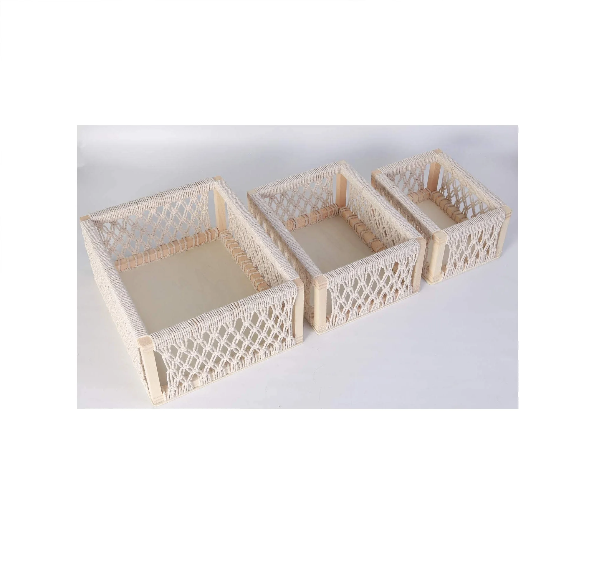 Macrame Storage Baskets for Shelves and Closet, Boho Decorative Storage Basket for Organizing and Home Decor