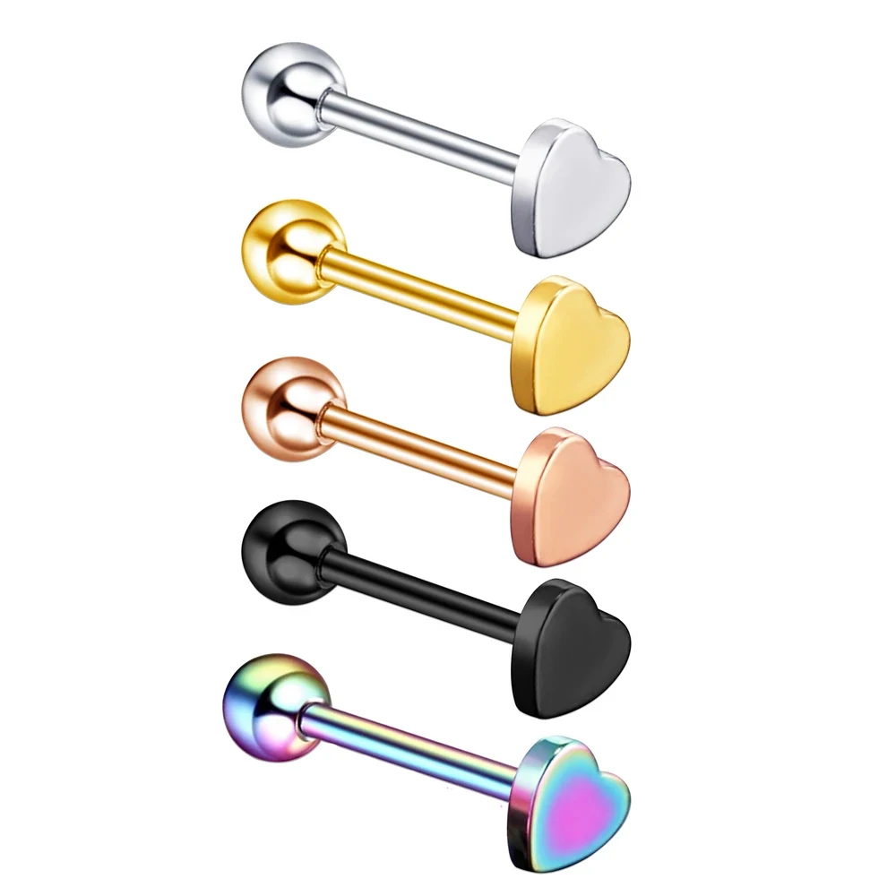 Hot sale products 2022 316 stainless steel heart best tongue rings piercing jewelry love heart tongue cock ring