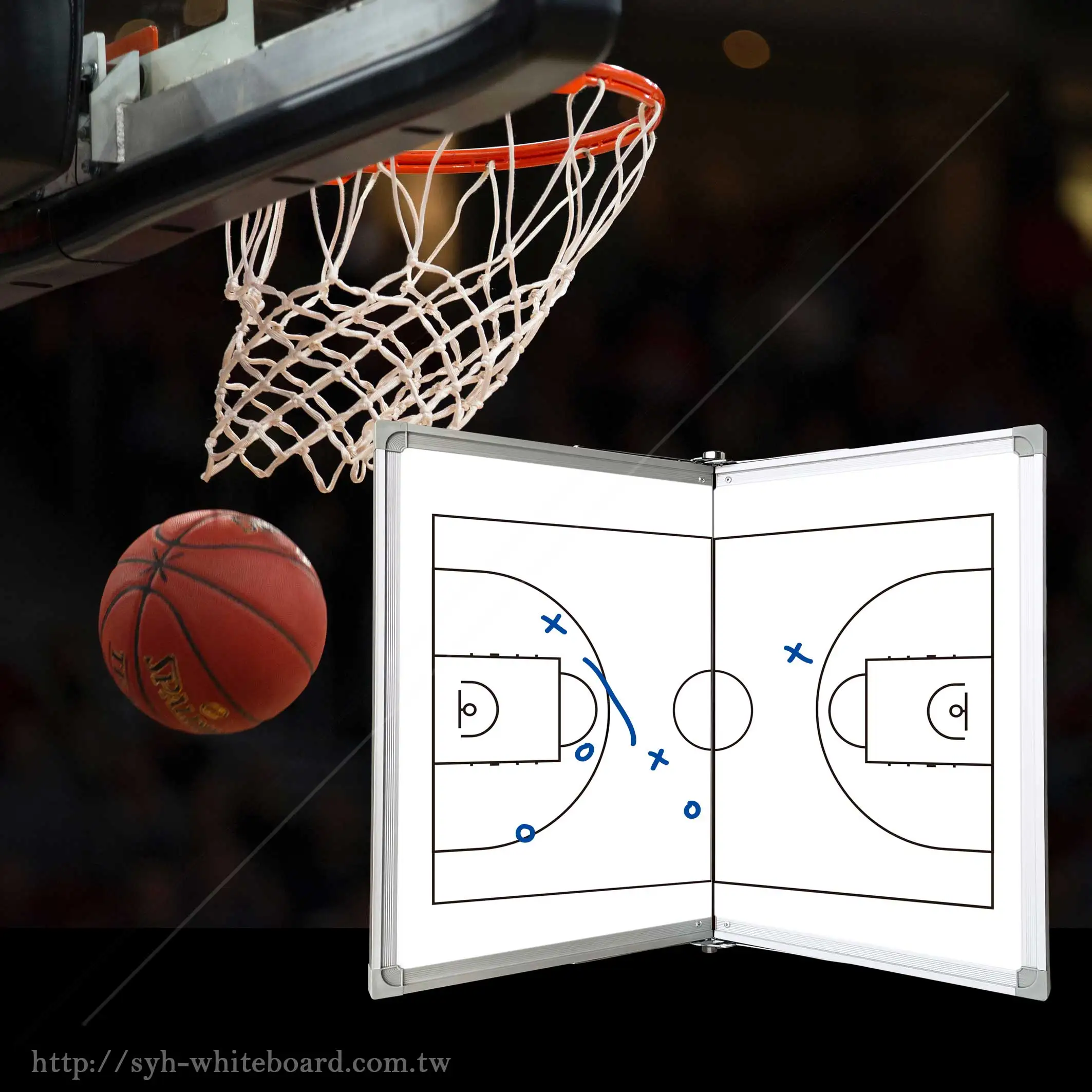 Double sided foldable magnetic basketball football coach tactical training  board
