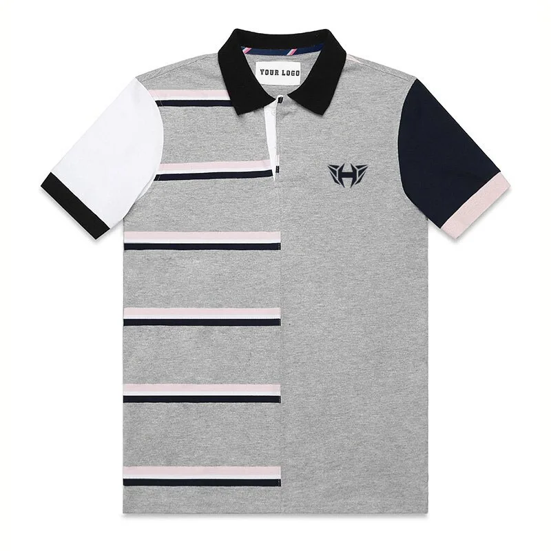 
Dropshipping 13 Colors T Shirt Men Logo Embroidery Short Sleeve T-Shirts Casual Turn Down Collar Tops Tees For Men 