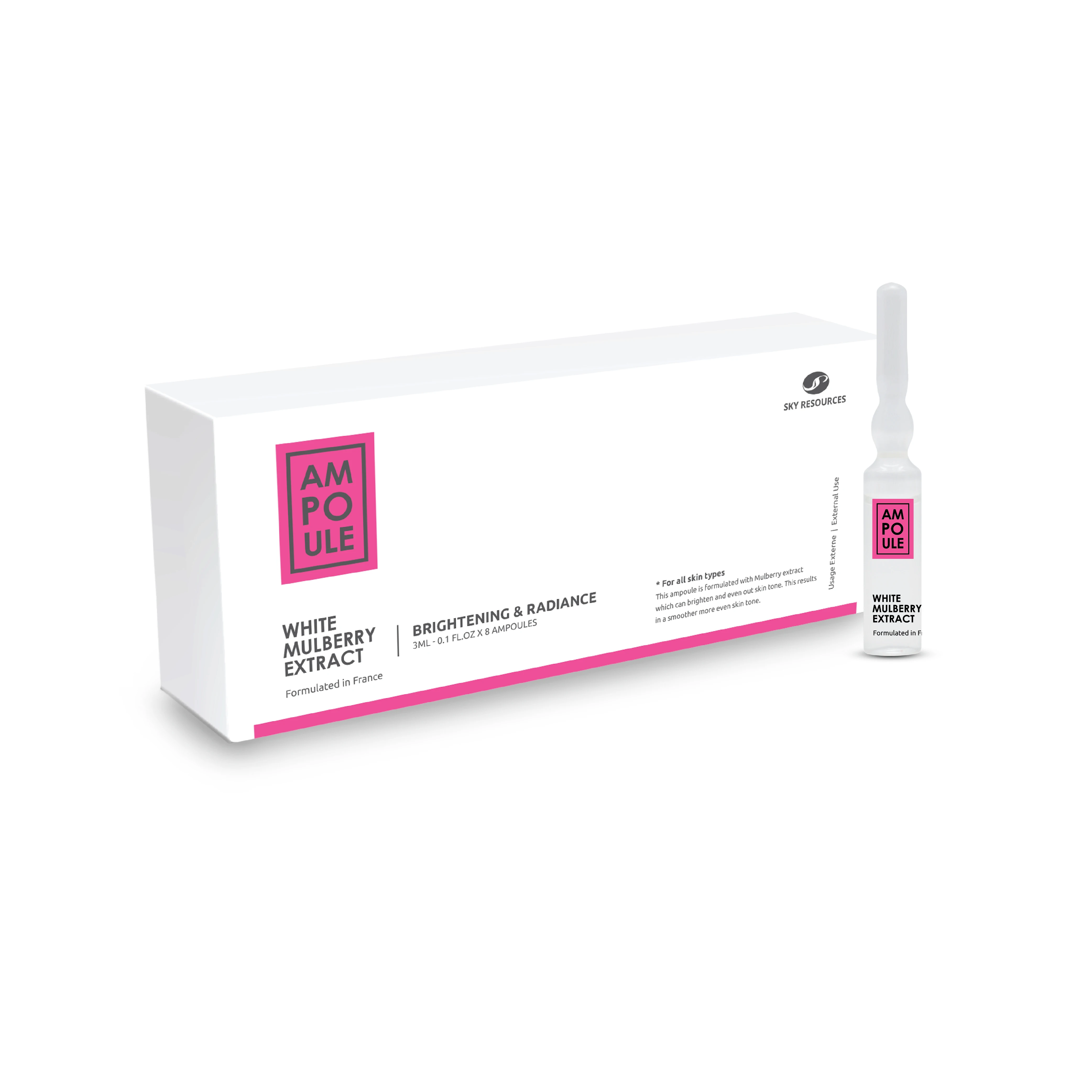 Premium High Antioxidant White Mulberry Ampoule Serum with Anti-Aging Anti-Inflammatory Soothing Effect Balance Uneven Skin Tone