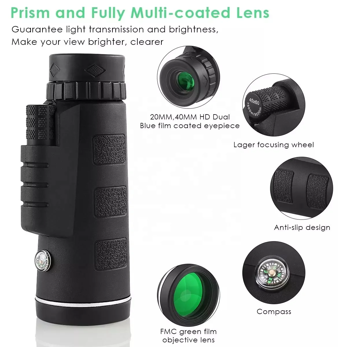 Super Telephoto Zoom Waterproof 40x60 Long Range Smartphone Monocular Telescope