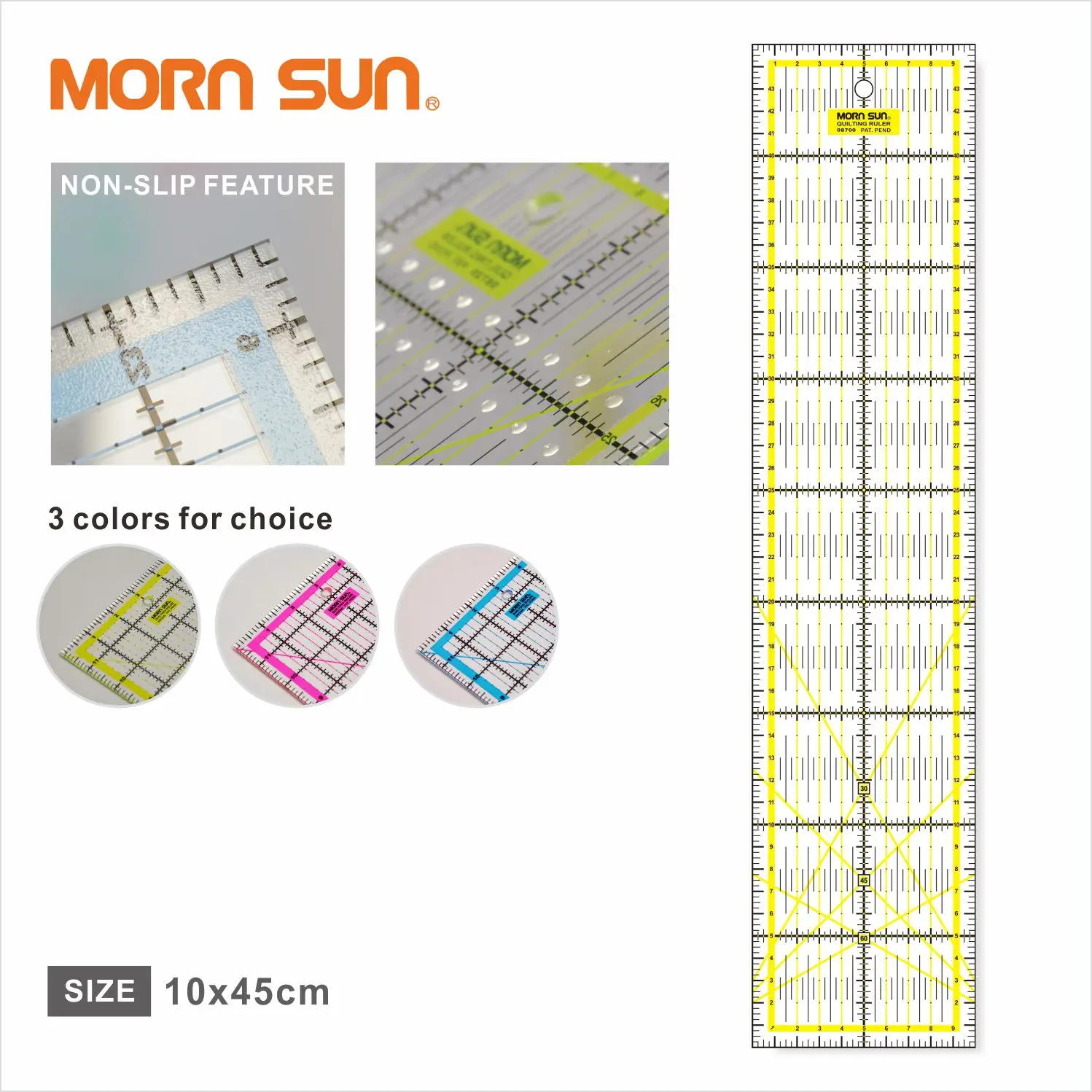 Taiwan stable supply scale sewing rectangular 45x10cm sewing non-slip quilting ruler scale for home sewing