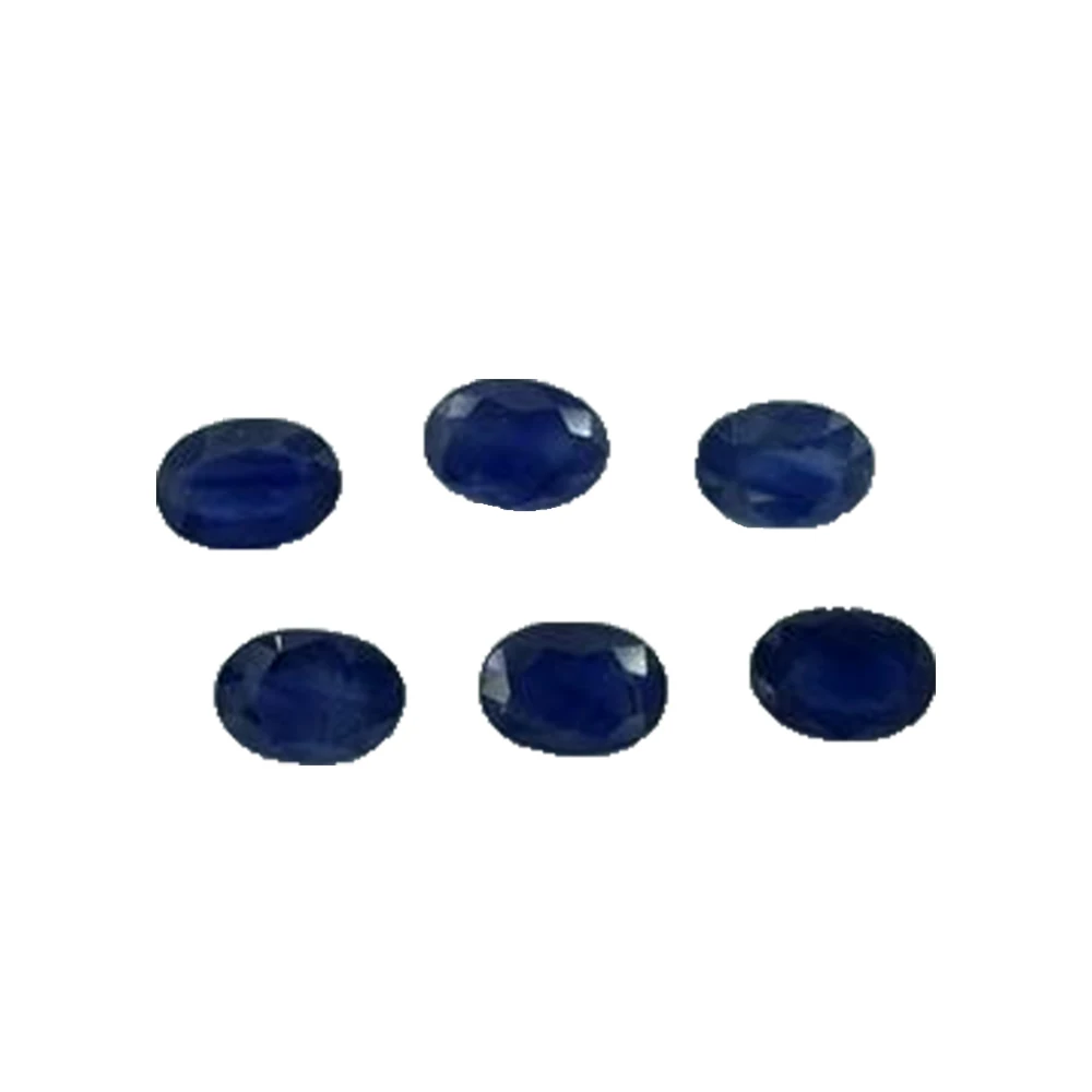 Best Quality Blue Sapphire Oval Faceted 6 Piece 5.64 Carat Wholesale Supplier from India Natural Hand Polished Loose Gemstone