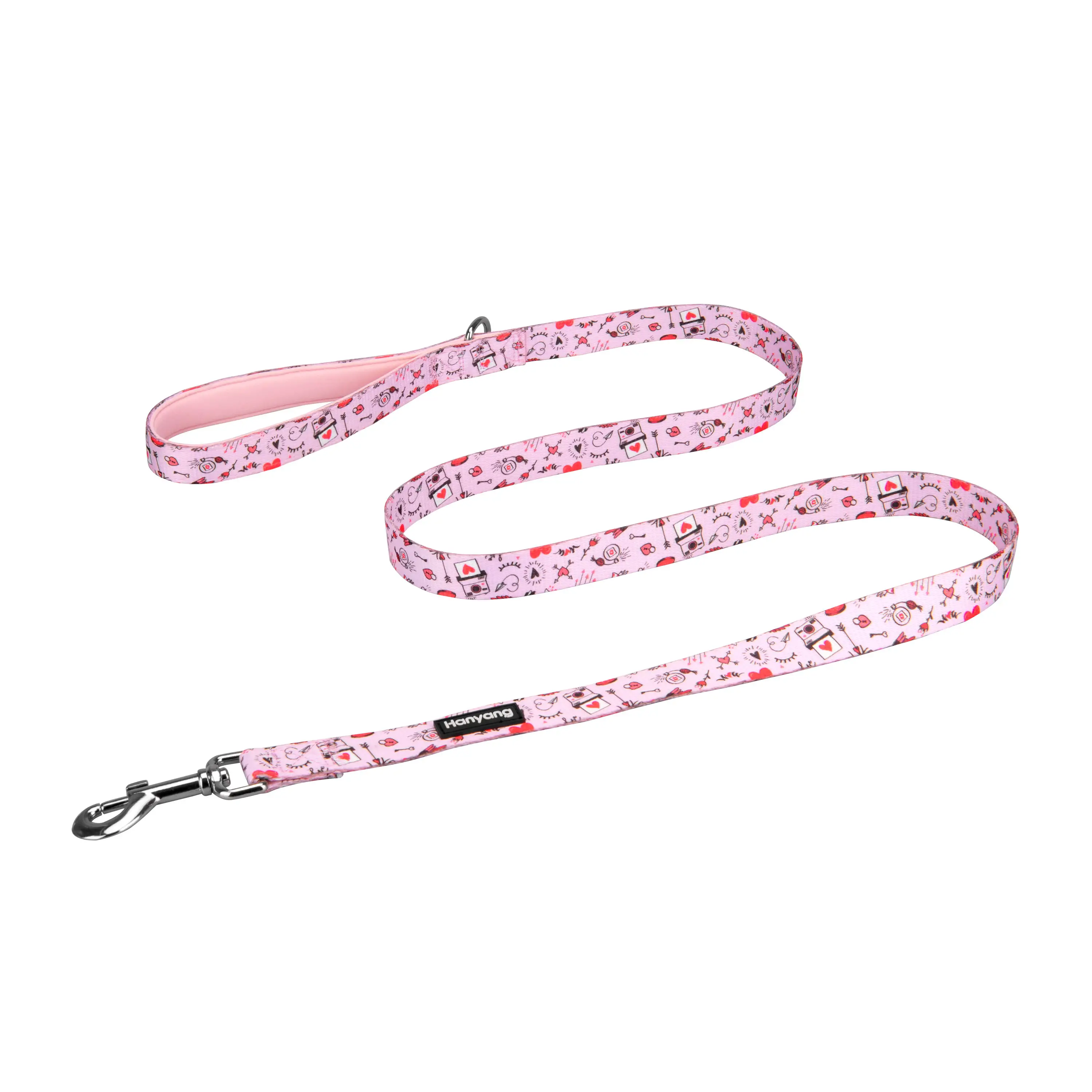 OEM Premium Sublimation Polyester Comfortable Neoprene Padded Handle Customized Brand Logo Pet Dog Leash