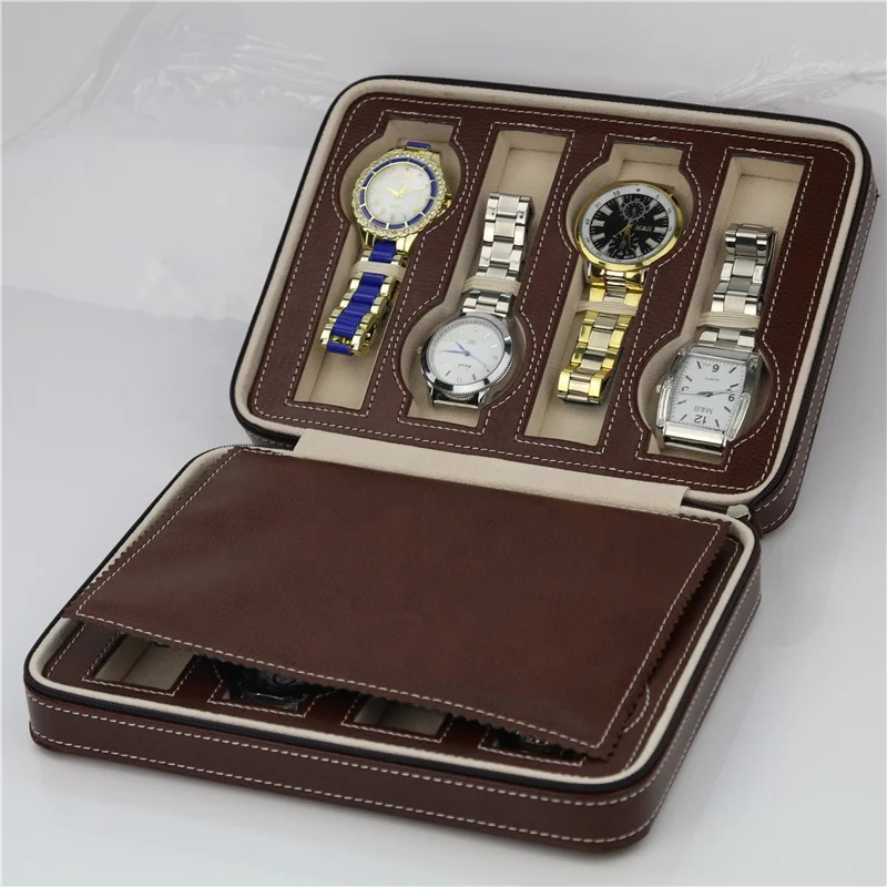 8 slots leather watch zipper case flat watch box pocket watch case watch pouch Manufacturer Winx Foshan,Guangdong,China Supplier