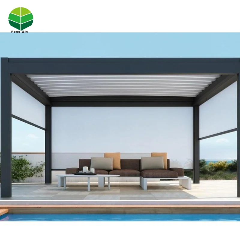 Automatic rotating shutters garden motorized metal aluminum louver pergola outdoor