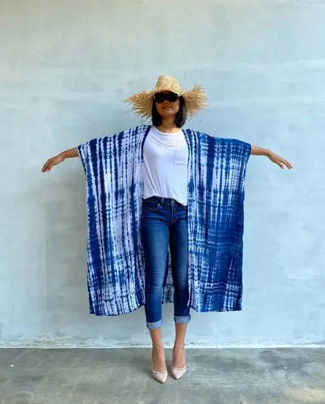 Kimono Beach Cover Up With Trim Detail Open Front Beach Wear Beach Cover Up Red Trim Kimono Cover Up  Kimono Blouse