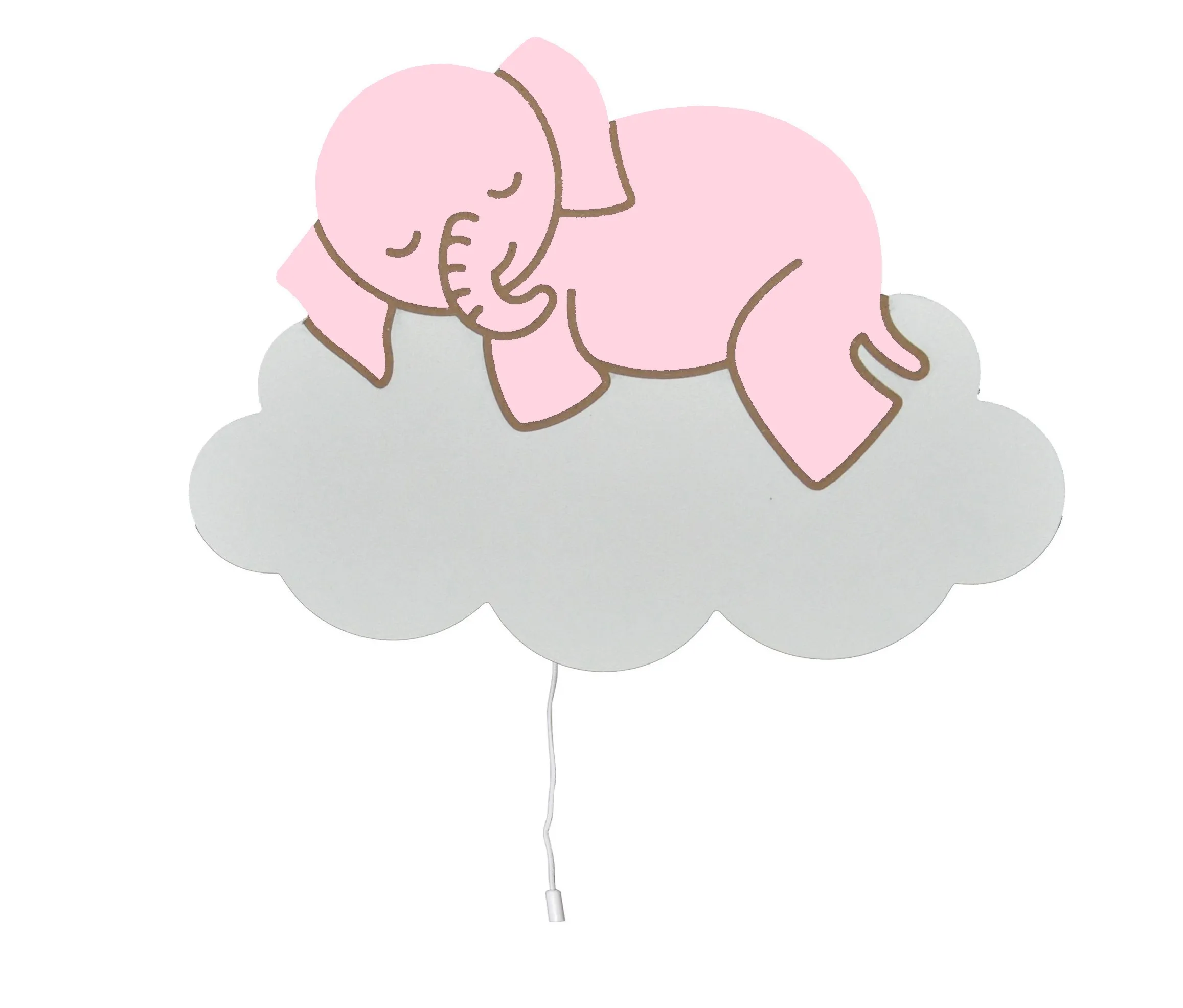 Sleeping Elephant Over Cloud Wall Light Night Light for Kids Room Moon Light for Nursery Balloon Wall Decor TR Baby Furniture