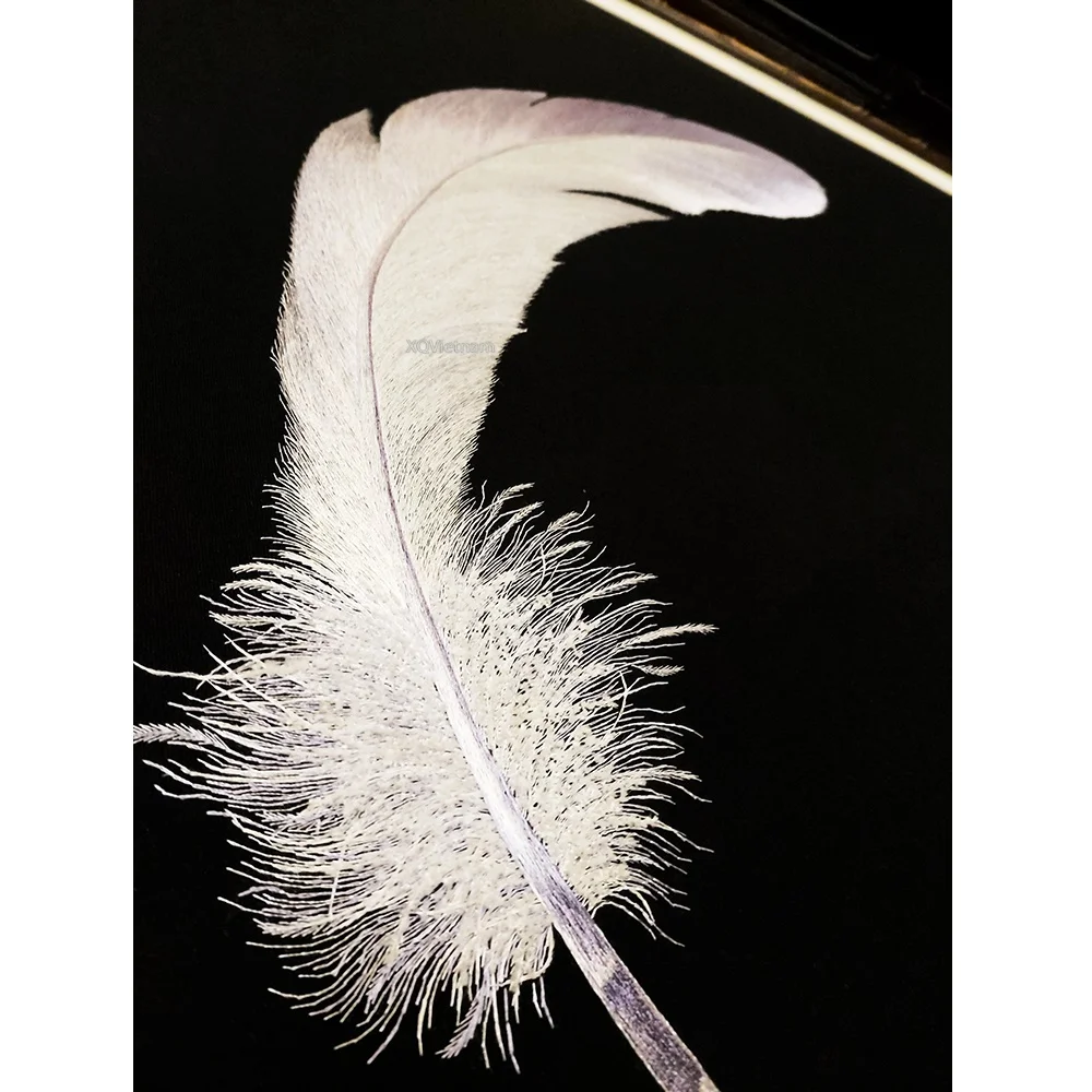 Feather Paintings Place Of The Paradise Still Life Hand Embroidery Artworks in Mordern Style