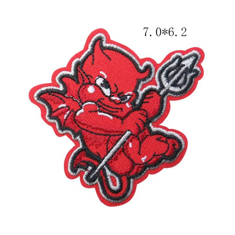 Embroidery Cloth Stickers Red Fire Head Vampire Badge Iron On Patches DIY Sewing Embroidered Patches For Clothes