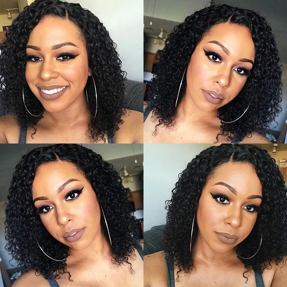 Cheap High Quality Best Hd Frontal Water Wave Curly Bob Human Hair Lace Front Glueless 250 Density Full Lace Wig With Baby Hair