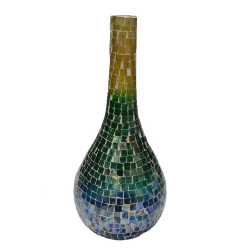 Custom Luxury Unique Multi-shaded Mosaic Fancy High-Quality Handmade Decorative festive Centerpiece Flower Vase for Home Decor