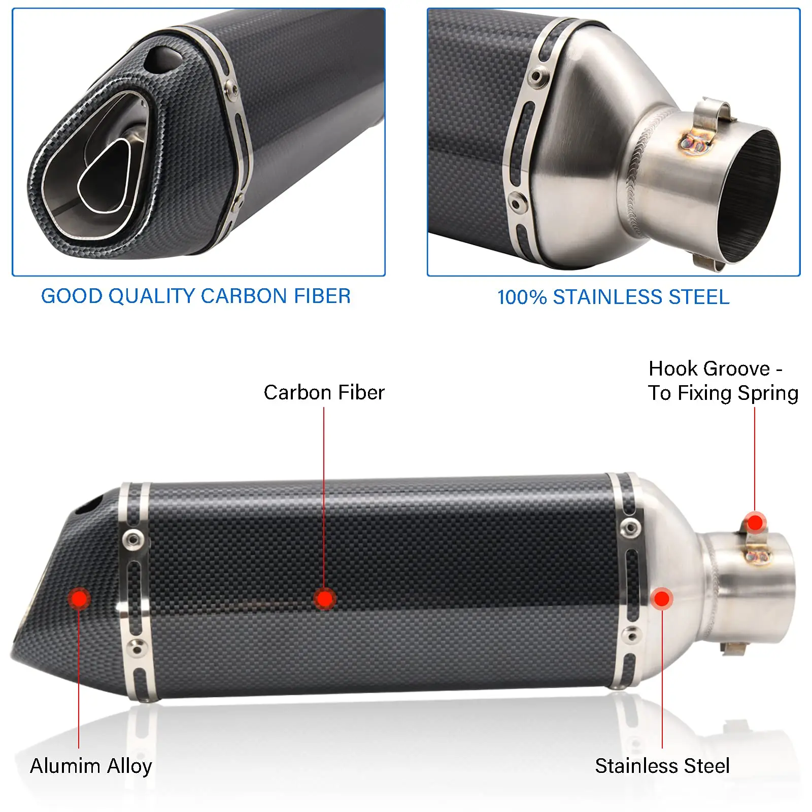Motorcycle Slip On Exhaust Muffler Carbon Fiber Universal Exhaust Slip On Silencers & Mufflers For Motorcycle