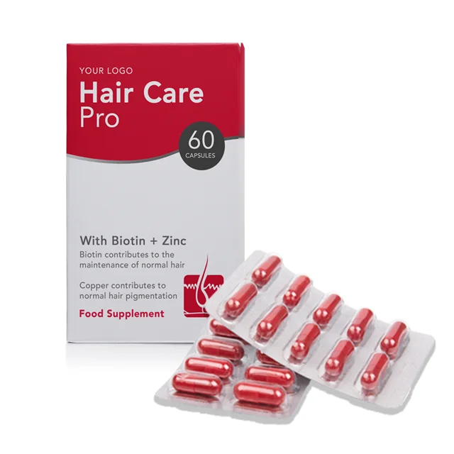 
Hair Care Pro - Food Supplements Vitamins Minerals Round Premium Bottle - Private Labelled - Wholesale Diet Supplements 