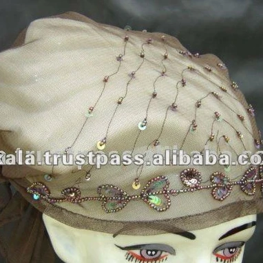 Design your own fashion arab women bandanas lady beaded turban muslim headband