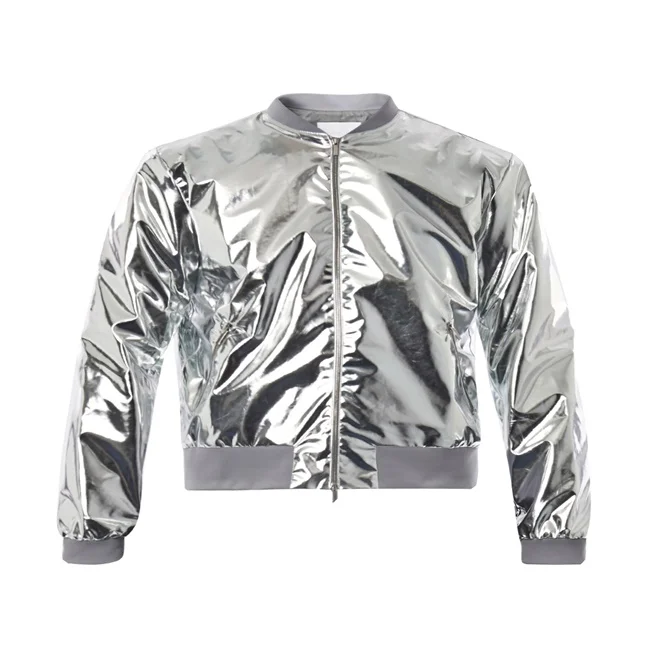 Зимнее блестящее серебряное женское легкое пуховое пальто с эффектом металлик (1700005778261)