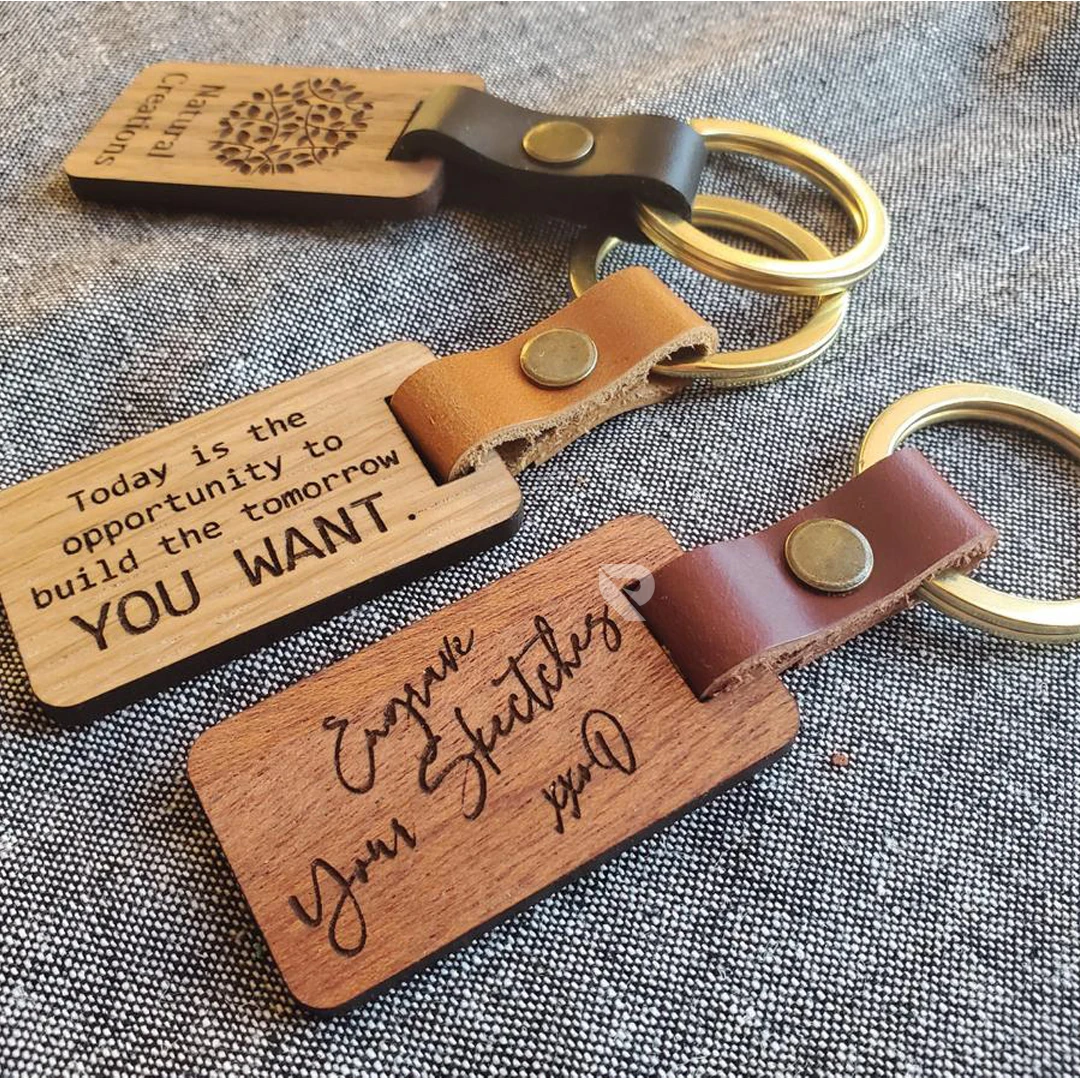 2021 Hand Made Wooden Keychain custom logo key chain wood rectangle wooden keyrings