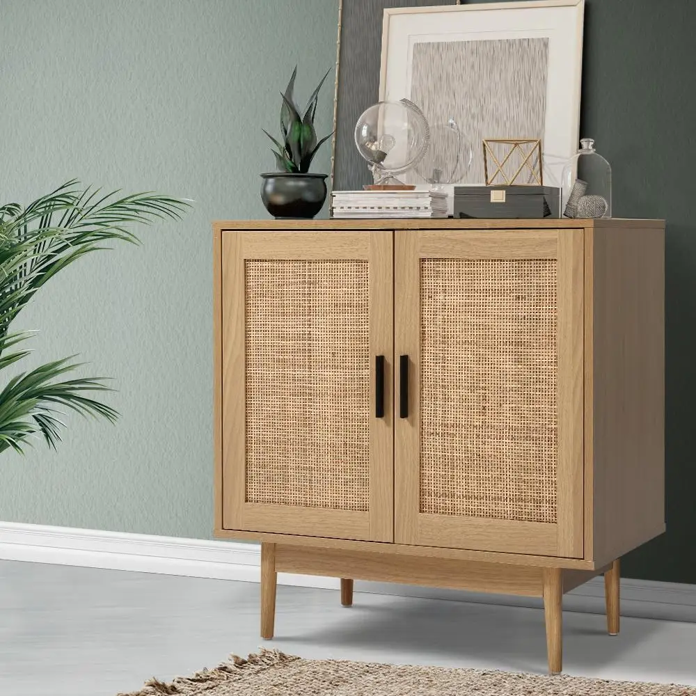 Natural rattan and wood cabinet for living room dining room rattan sideboard handmade from Vietnam